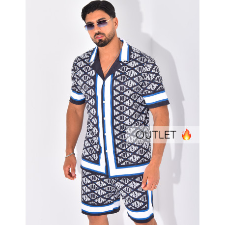 Ensemble short et chemise à motifs