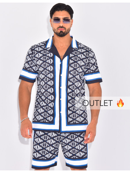 Ensemble short et chemise à motifs