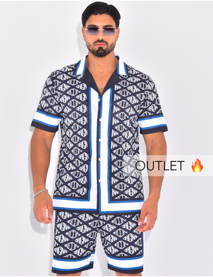 Ensemble short et chemise à motifs