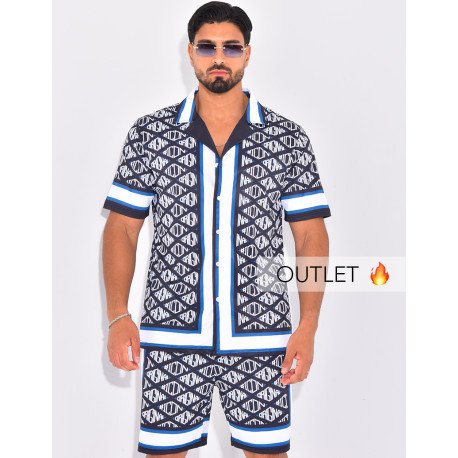 Ensemble short et chemise à motifs