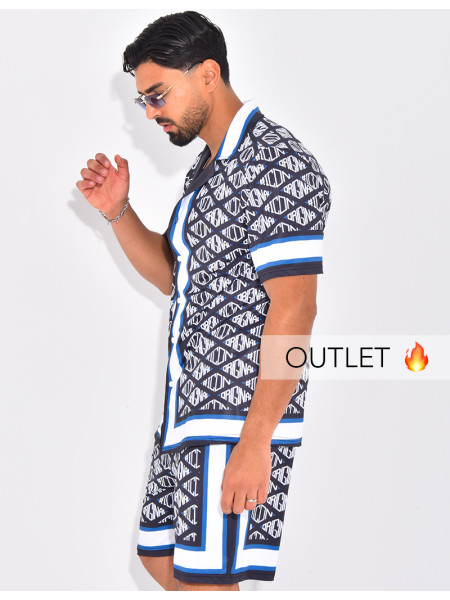 Ensemble short et chemise à motifs