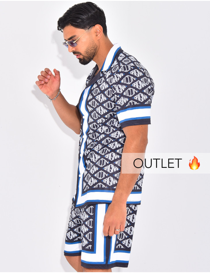 Ensemble short et chemise à motifs