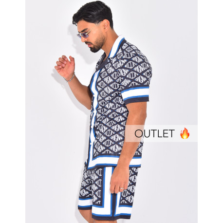 Ensemble short et chemise à motifs
