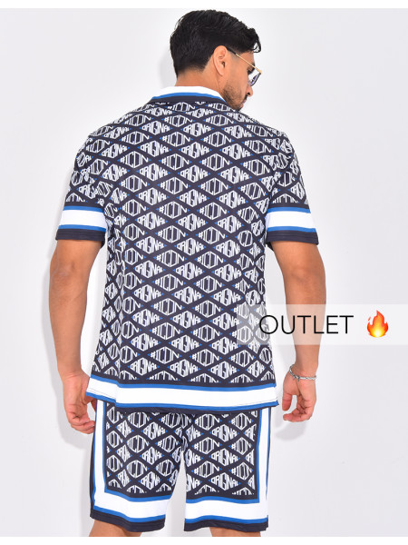 Ensemble short et chemise à motifs