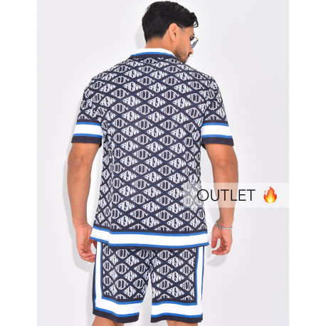 Ensemble short et chemise à motifs
