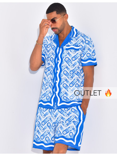Ensemble short et chemise à motifs