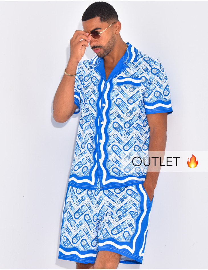 Ensemble short et chemise à motifs