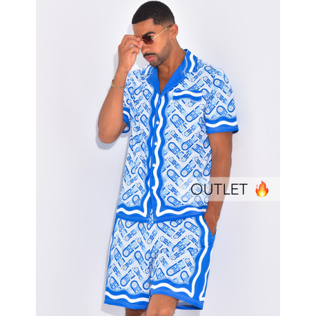 Ensemble short et chemise à motifs