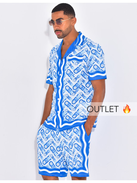 Ensemble short et chemise à motifs