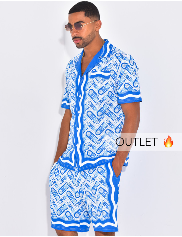 Ensemble short et chemise à motifs