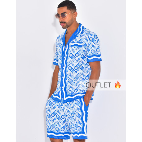 Ensemble short et chemise à motifs