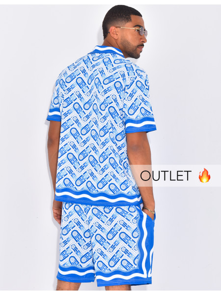 Ensemble short et chemise à motifs