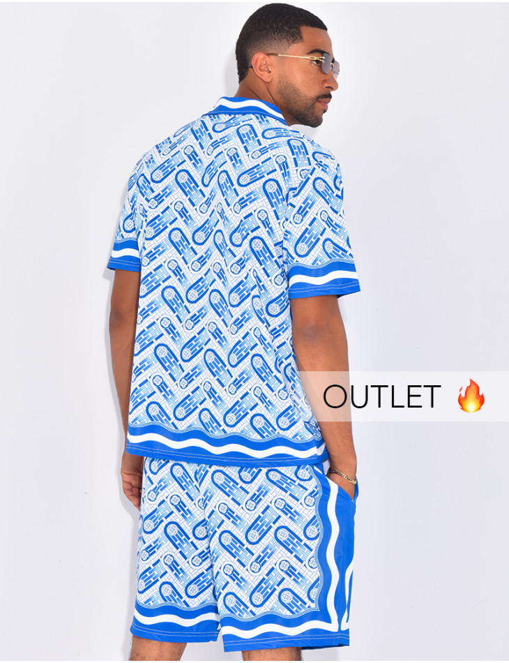 Ensemble short et chemise à motifs
