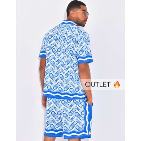 Ensemble short et chemise à motifs