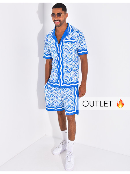 Ensemble short et chemise à motifs