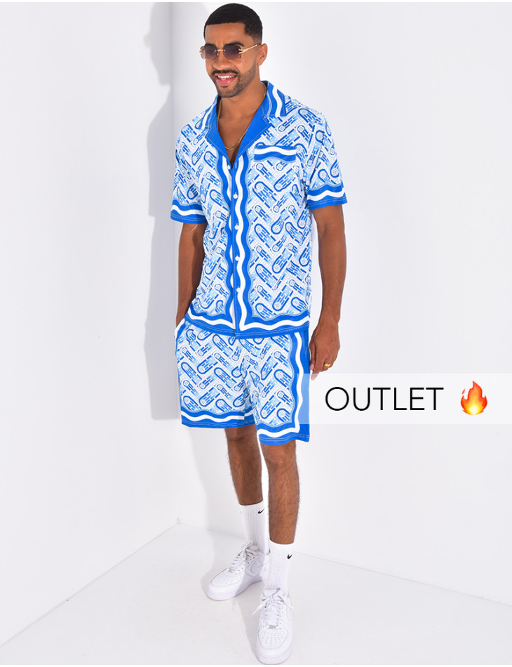 Ensemble short et chemise à motifs