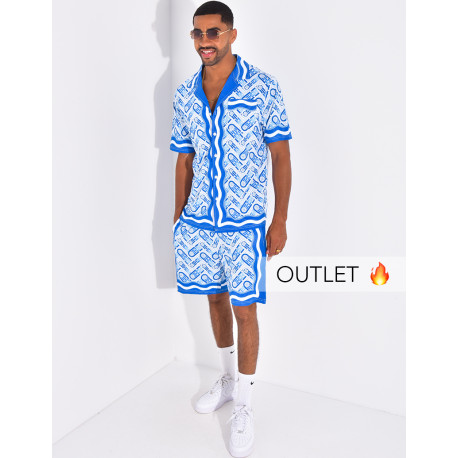 Ensemble short et chemise à motifs