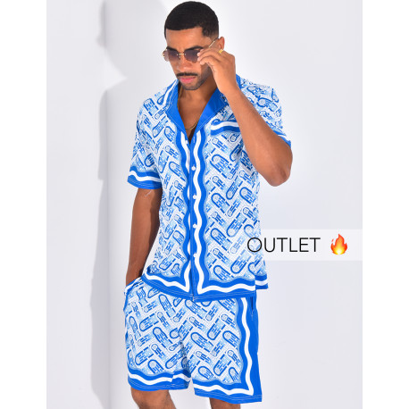 Ensemble short et chemise à motifs