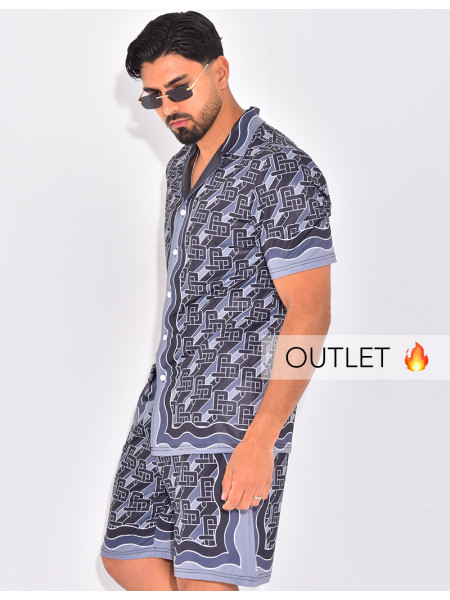 Ensemble short et chemise à motifs
