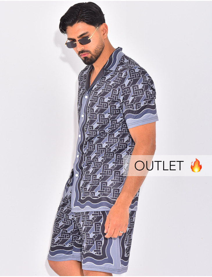 Ensemble short et chemise à motifs