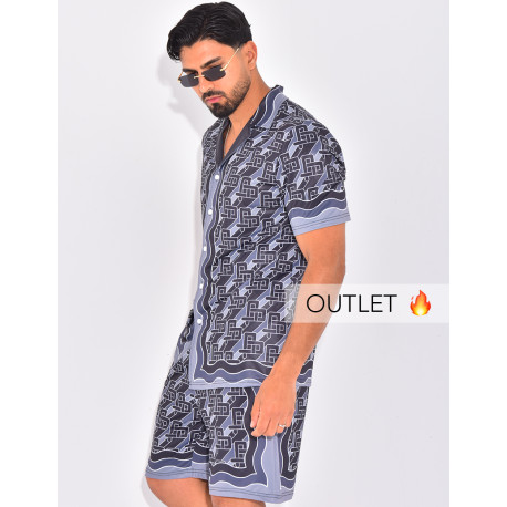 Ensemble short et chemise à motifs