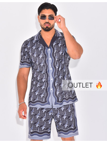 Ensemble short et chemise à motifs