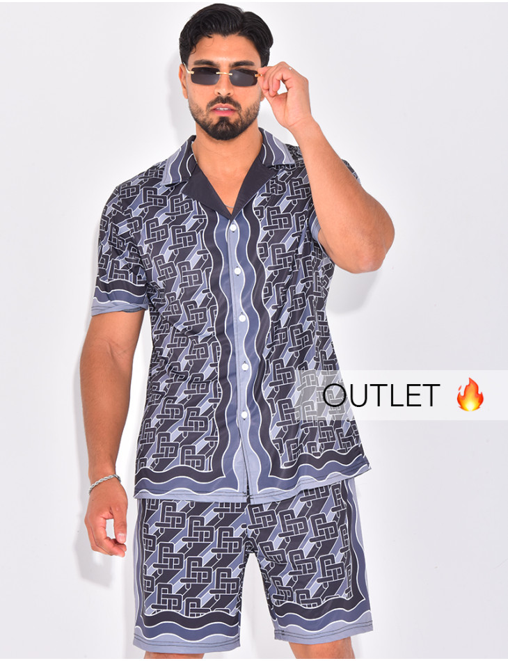 Ensemble short et chemise à motifs