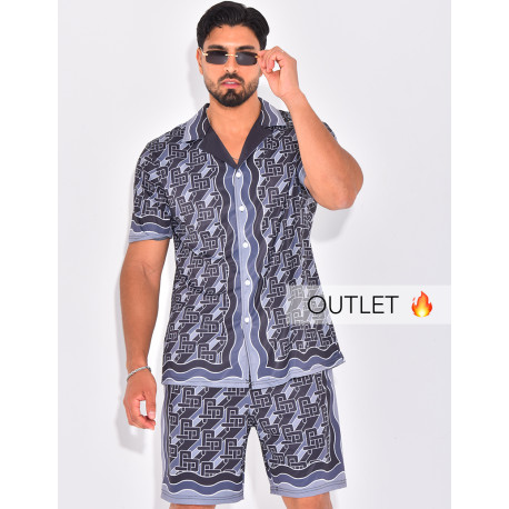 Ensemble short et chemise à motifs