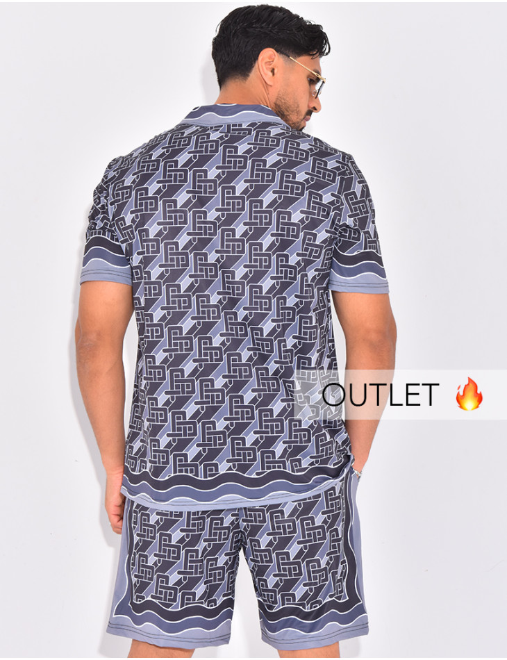 Ensemble short et chemise à motifs