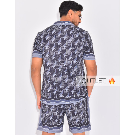 Ensemble short et chemise à motifs