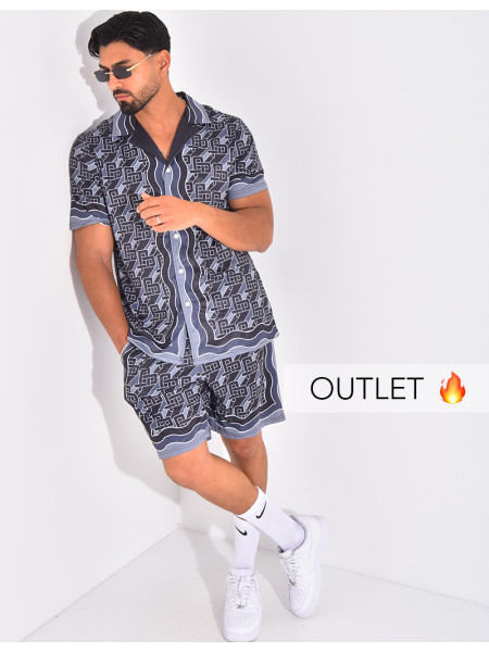 Ensemble short et chemise à motifs