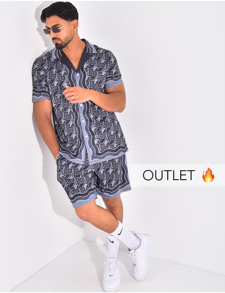 Ensemble short et chemise à motifs