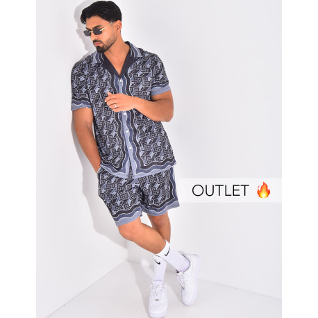 Ensemble short et chemise à motifs