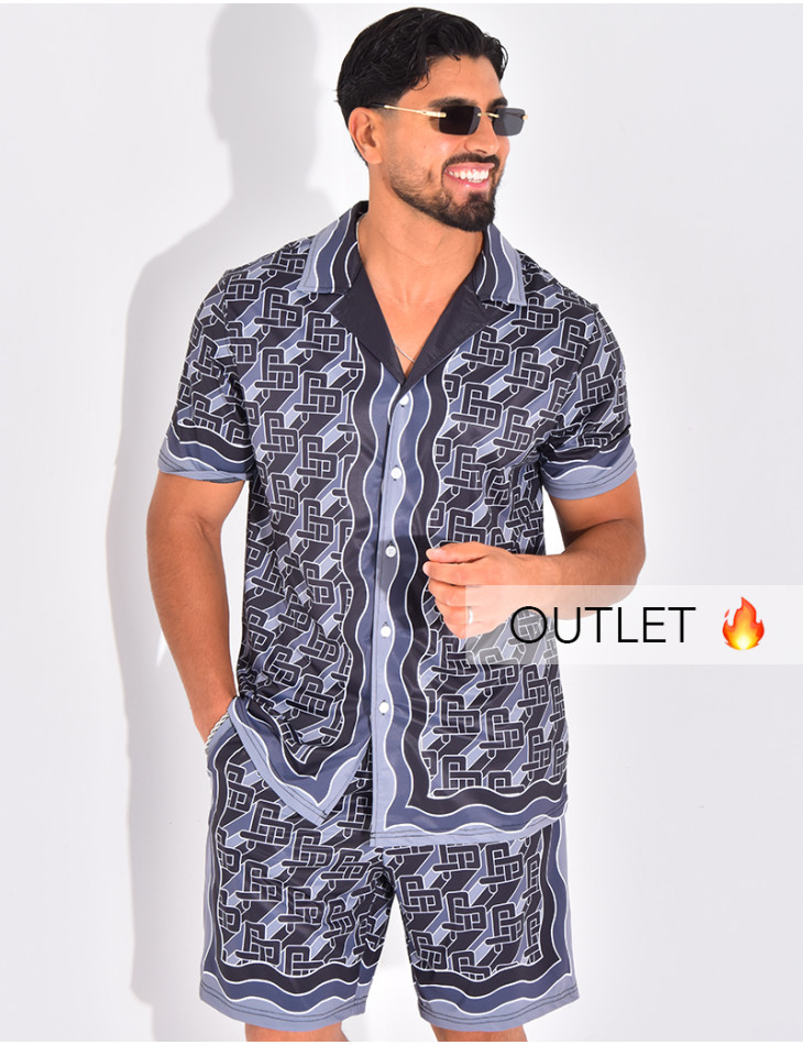 Ensemble short et chemise à motifs