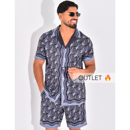Ensemble short et chemise à motifs
