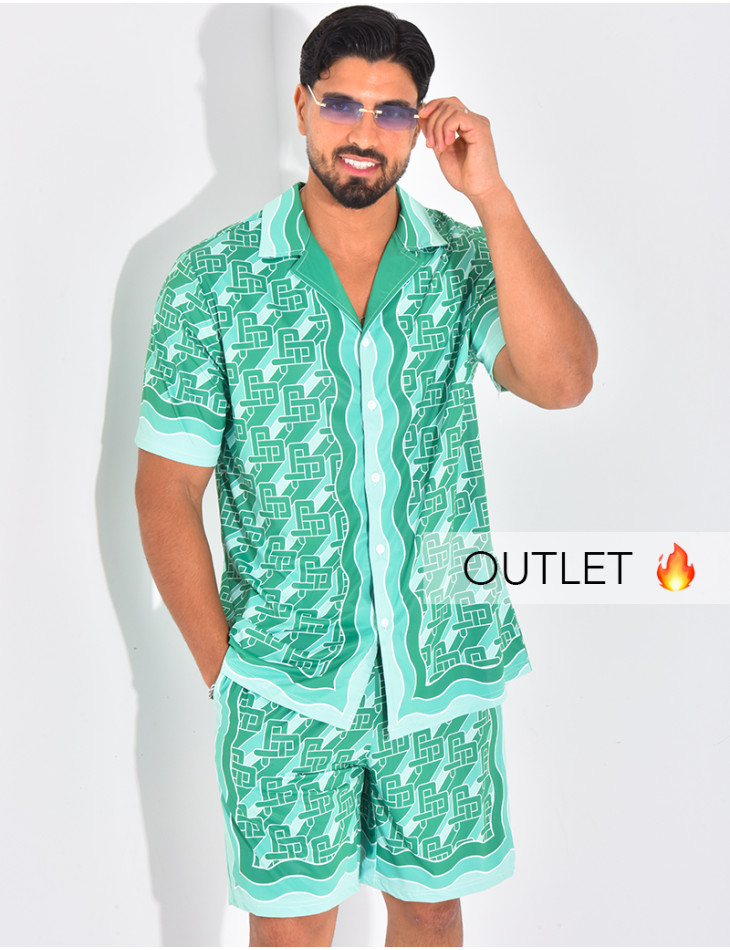 Ensemble short et chemise à motifs