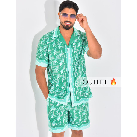 Ensemble short et chemise à motifs