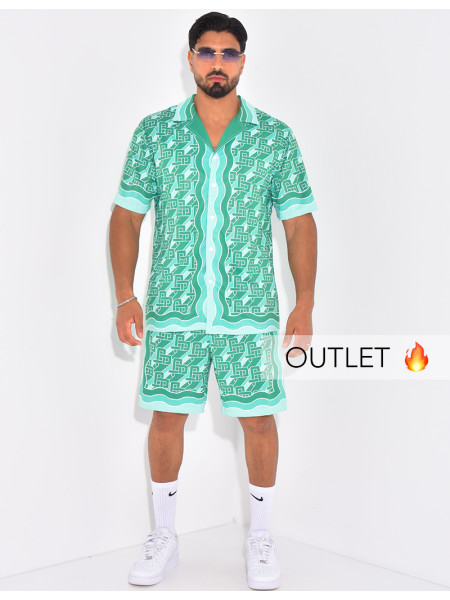Ensemble short et chemise à motifs