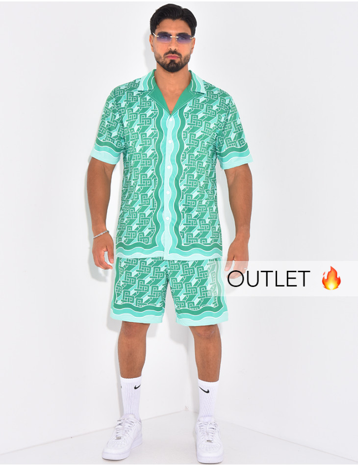 Ensemble short et chemise à motifs