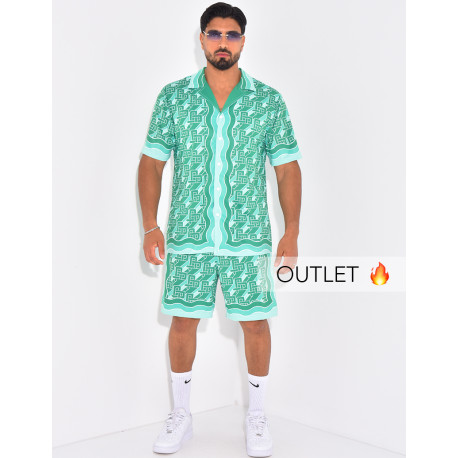 Ensemble short et chemise à motifs