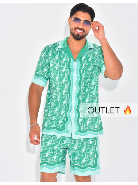 Ensemble short et chemise à motifs
