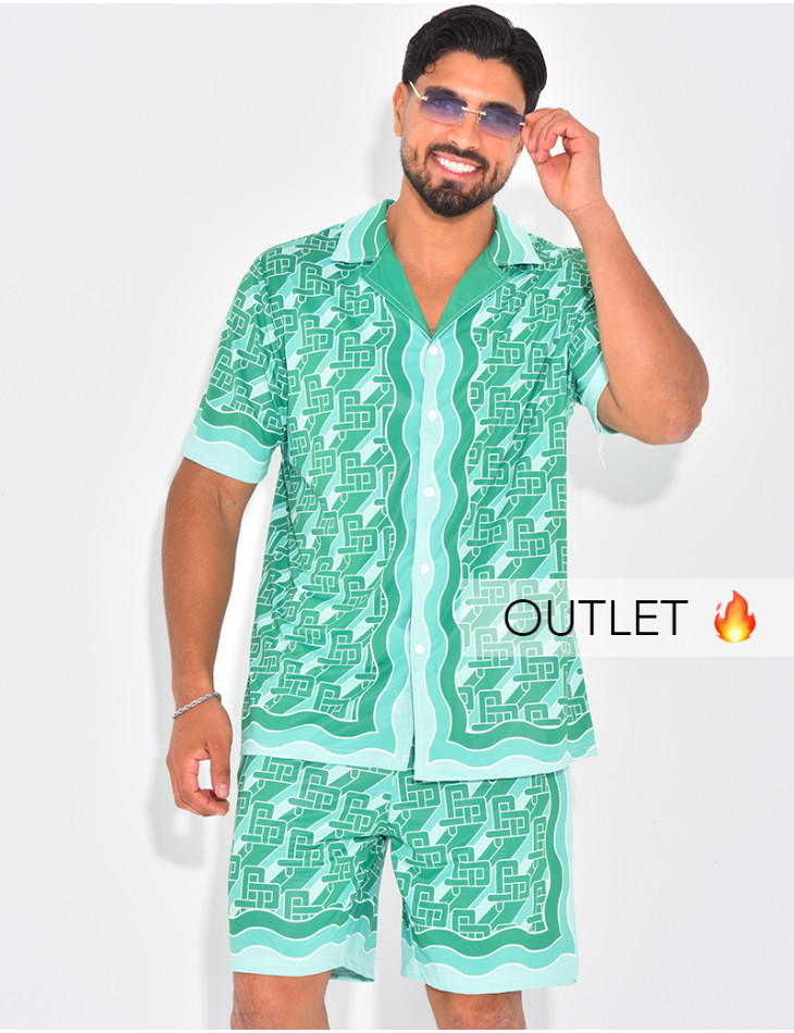 Ensemble short et chemise à motifs