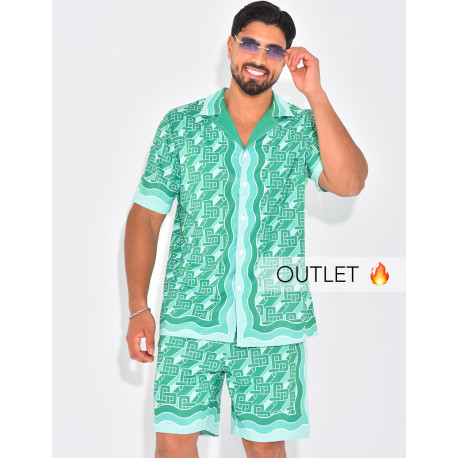 Ensemble short et chemise à motifs