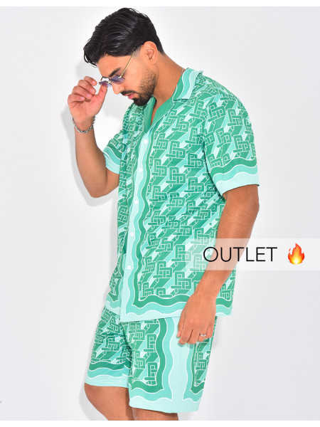 Ensemble short et chemise à motifs