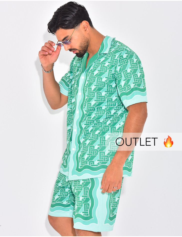 Ensemble short et chemise à motifs