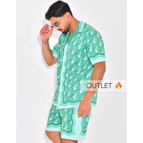 Ensemble short et chemise à motifs