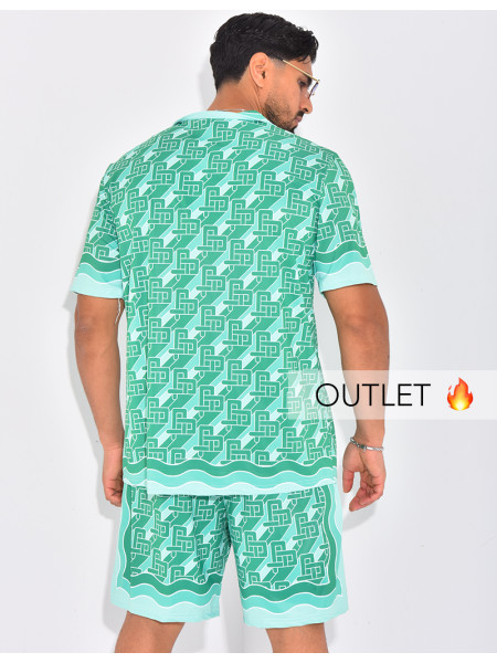 Ensemble short et chemise à motifs