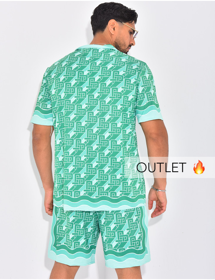 Ensemble short et chemise à motifs