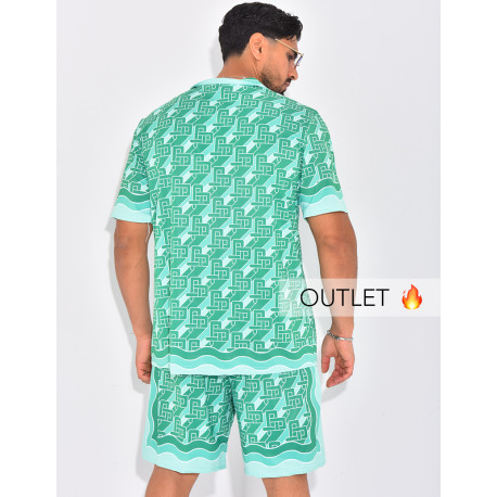 Ensemble short et chemise à motifs