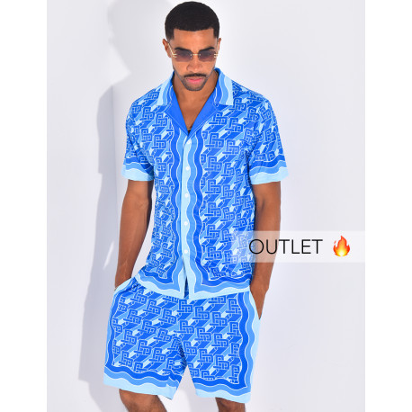 Ensemble short et chemise à motifs